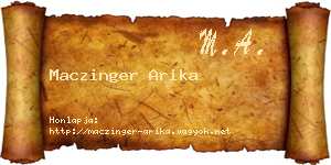 Maczinger Arika névjegykártya